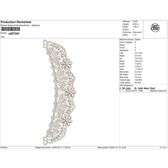 Floral Filigree Lace Trim Embroidery-N207351