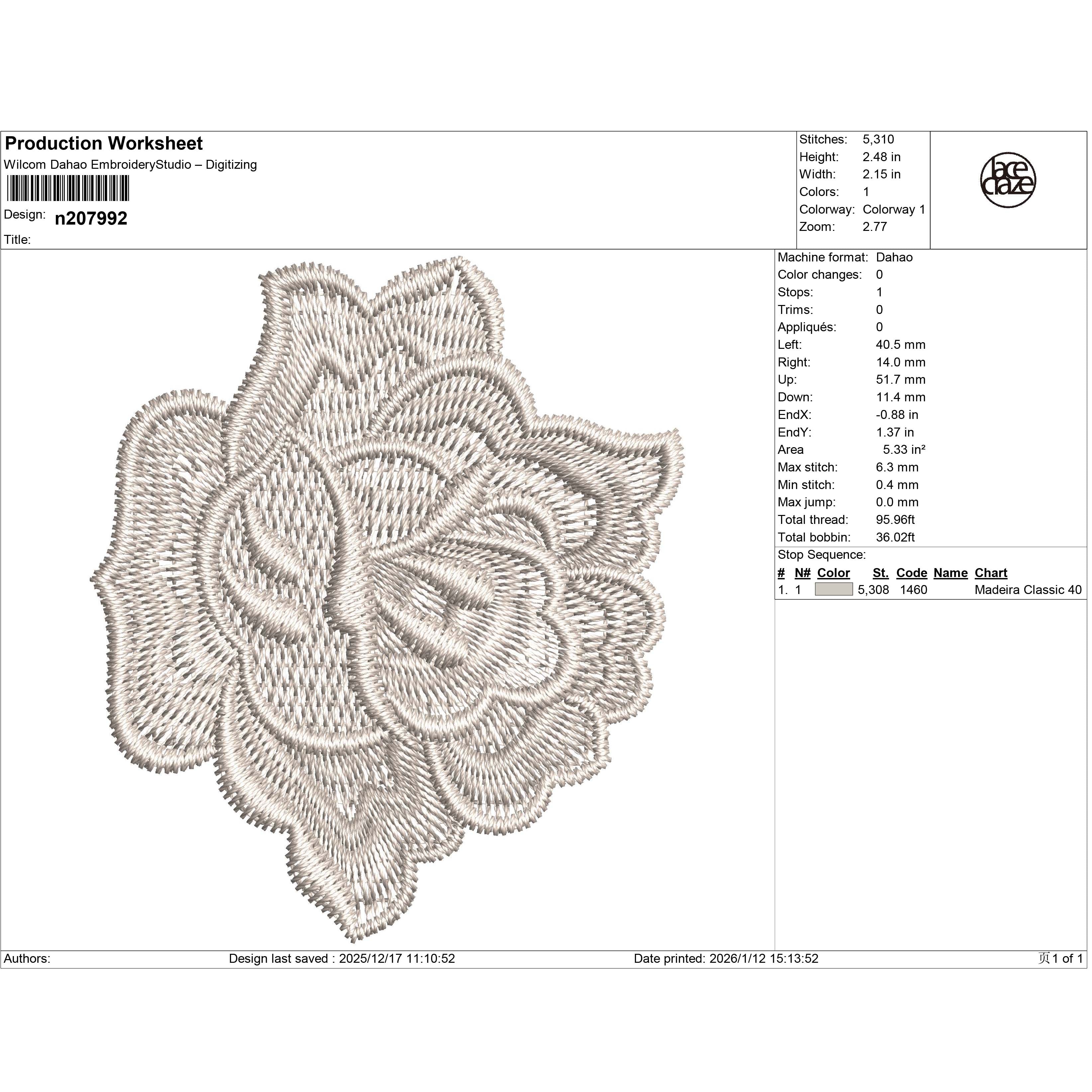 Lace Rose Embroidery-N207992