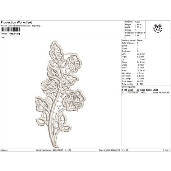 Vine & Leaf Lace Embroidery-N208169