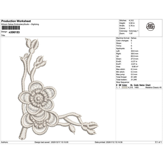 Blossom Branch Lace Embroidery-N306153