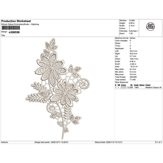 Radiant Fan Lace Pendant Embroidery-N306556