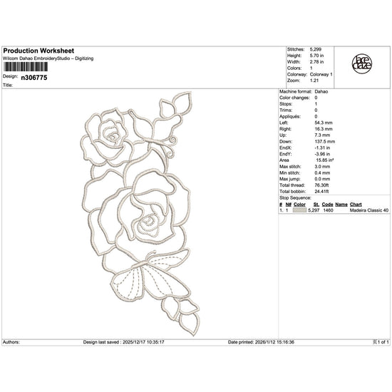Outline Rose Lace Embroidery-N306775