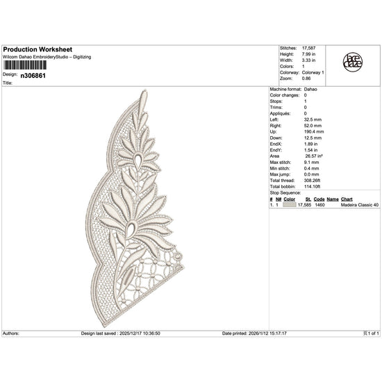 Lace Feather Branch Embroidery-N306861