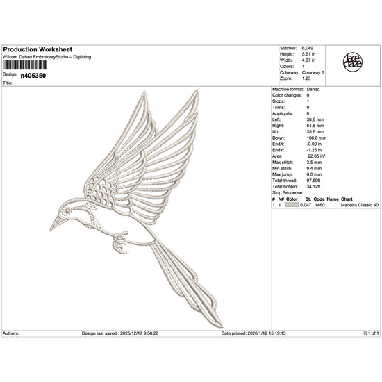 Elegant Lace Flying Bird Embroidery-N405350