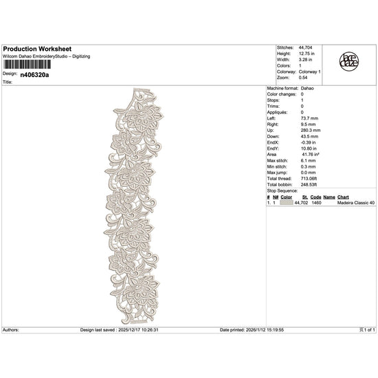 Ornate Floral Scroll Lace Trim Embroidery-N406320A