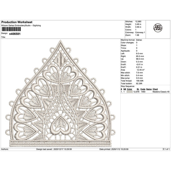 Heart Pattern Lace Triangle Embroidery-N406581