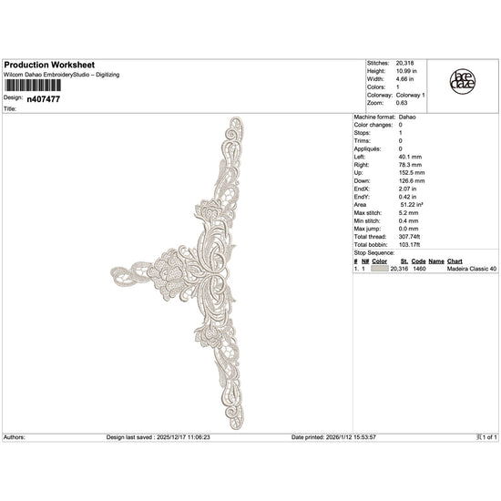 Ornate Scroll Lace Corner Embroidery