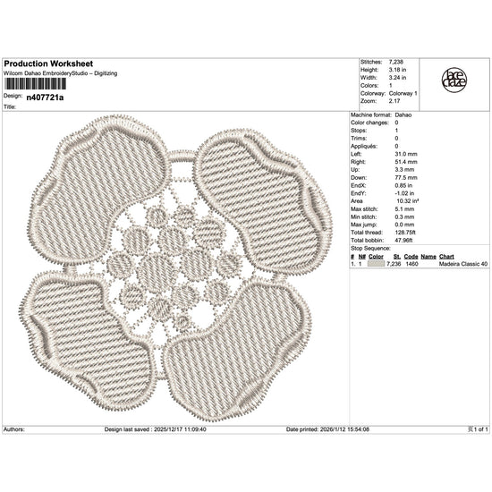 Four-Petal Lace Flower Embroidery-N407721A