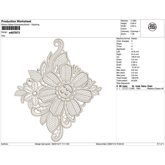 Lattice Floral Lace Brooch Embroidery-N407973