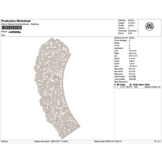 Floral Scroll Lace Collar Embroidery-N409266A