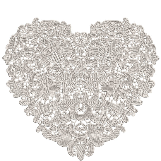 Opulent Heart Lace Embroidery-N607001