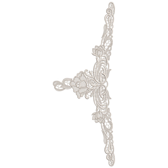Floral Scroll Lace Corner Embroidery-N607568B