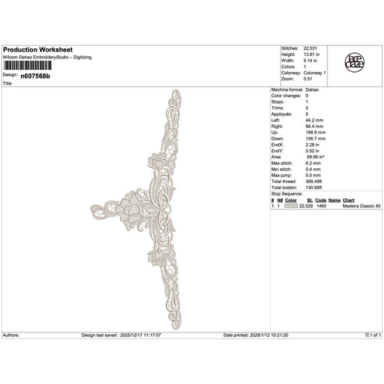 Floral Scroll Lace Corner Embroidery-N607568B