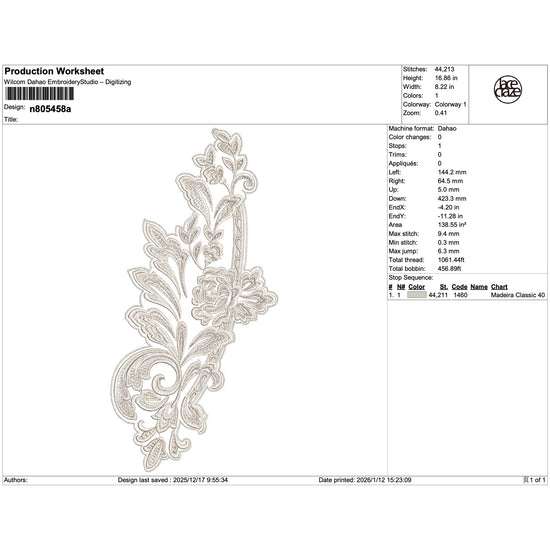 Vintage Floral Scroll Lace Embroidery-N805458A