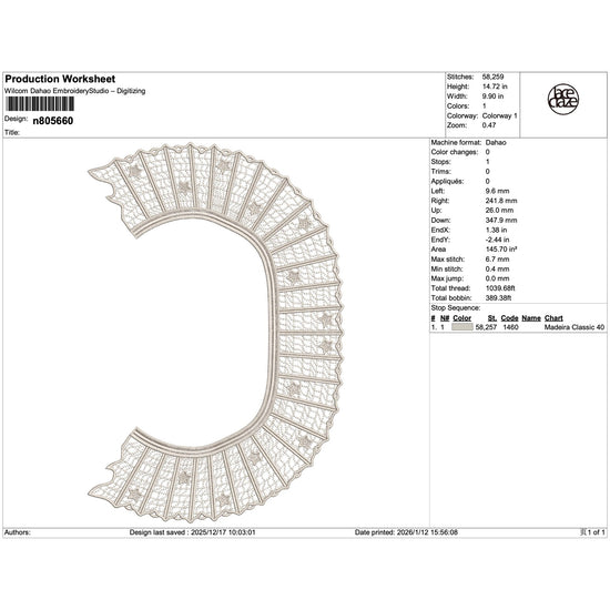 Star-Studded Fan Lace Collar Embroidery-N805660