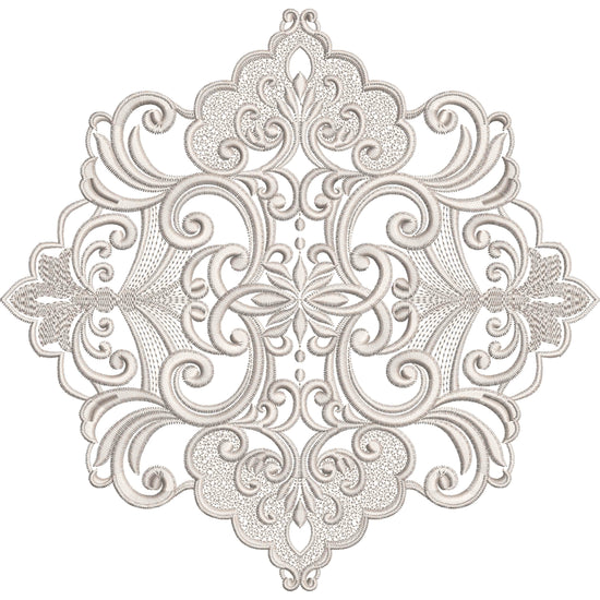 Symmetric Scroll Lace Medallion Embroidery-N806305