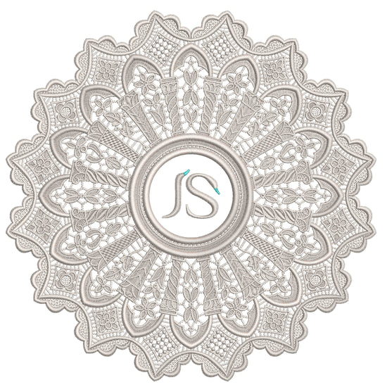 Monogrammed Mandala Lace Medallion Embroidery-N806567A