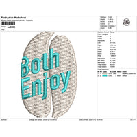 Bean-Shaped 'Both Enjoy' Text Lace Embroidery-SX0089