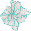 Turquoise-Trimmed Airy Petal Lace Flower Applique Embroidery-SX0096