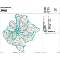 Turquoise-Trimmed Airy Petal Lace Flower Applique Embroidery-SX0096